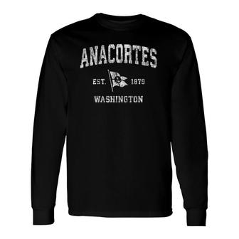 Anacortes Washington Wa Vintage Boat Anchor Flag Tee Long Sleeve T-Shirt T-Shirt | Mazezy