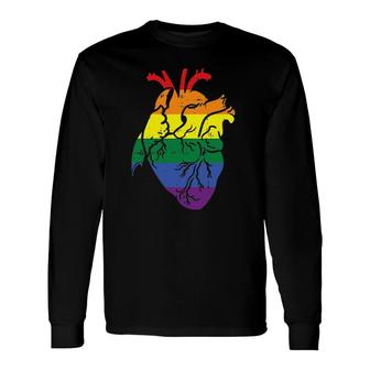 Anatomical Rainbow Heart Gay Pride Flag Lgbt Nurse Rn Long Sleeve T-Shirt T-Shirt | Mazezy