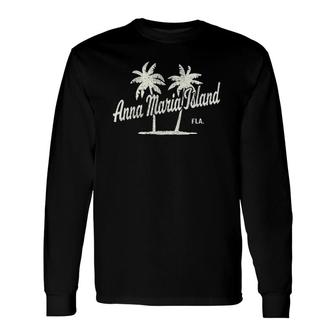 Anna Maria Island Florida Vintage 70S Palm Trees Graphic Long Sleeve T-Shirt T-Shirt | Mazezy