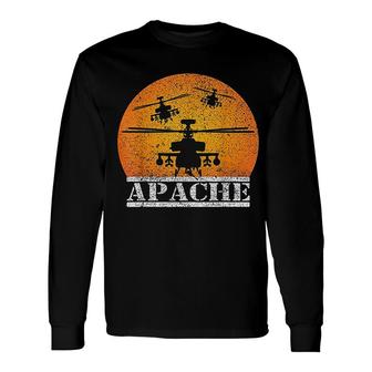 Apache Helicopter Attack Helicopters Pilot Sunset Long Sleeve T-Shirt T-Shirt | Mazezy