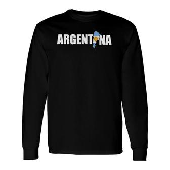 Argentina Flag Map Argentinian Flag Long Sleeve T-Shirt | Mazezy
