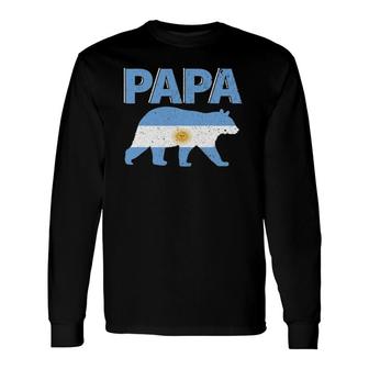 Argentina Flag Papa Bear Argentinian Dad Father's Day Long Sleeve T-Shirt T-Shirt | Mazezy