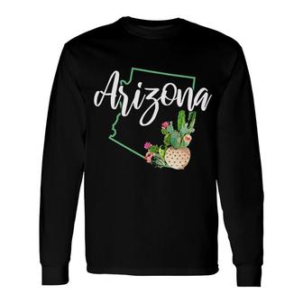 Arizona Pride State Map Cactus Vintage Arizona Long Sleeve T-Shirt - Seseable