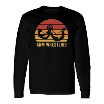 Arm Wrestling Retro Vintage Arm Wrestling Game Lovers Long Sleeve T-Shirt T-Shirt | Mazezy