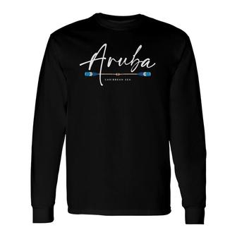 Aruba Beach Graphic Caribbean Sea Long Sleeve T-Shirt T-Shirt | Mazezy
