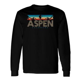 Aspen Colorado Ski Vintage Souvenir Mountain Skiing Long Sleeve T-Shirt T-Shirt | Mazezy