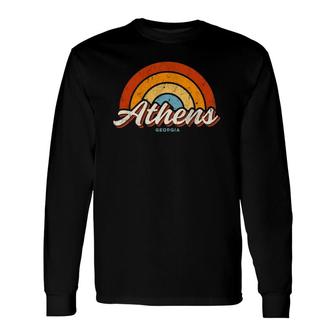 Athens Georgia Ga Vintage Rainbow Retro 70S Long Sleeve T-Shirt T-Shirt | Mazezy