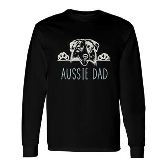 Aussie Dad With Australian Shepherd Long Sleeve T-Shirt T-Shirt | Mazezy