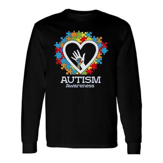 Autism Awareness Hands In Heart Long Sleeve T-Shirt T-Shirt | Mazezy