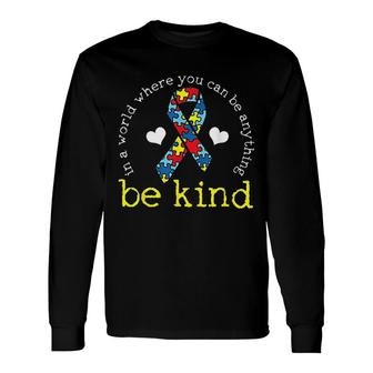 Autism Awareness Kindness Ribbon Heart Long Sleeve T-Shirt T-Shirt | Mazezy