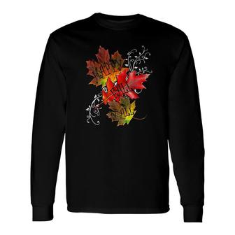Autumn Quote Happy Fall Yall Pattern Leaves Fall Long Sleeve T-Shirt - Thegiftio UK