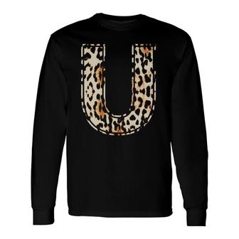 Awesome Letter U Initial Name Leopard Cheetah Print Long Sleeve T-Shirt | Mazezy
