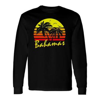Bahamas 80S Summer Beach Palm Tree Sunset Long Sleeve T-Shirt T-Shirt | Mazezy