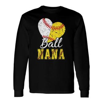 Ball Nana Vintage Baseball Softball Lovers Long Sleeve T-Shirt - Thegiftio