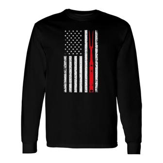 Barbecue For Dad Patriotic American Flag Bbq Tools Long Sleeve T-Shirt T-Shirt | Mazezy