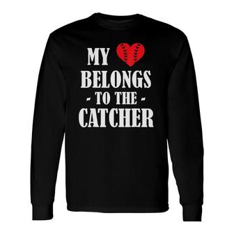 Baseball Softball Catcher Mom Dad Love Catcher Long Sleeve T-Shirt T-Shirt | Mazezy