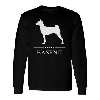 Basenji Dog White Silhouette Long Sleeve T-Shirt T-Shirt | Mazezy