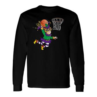 Basketball Player Jester Mardi Gras Carnival Parade Party Long Sleeve T-Shirt T-Shirt | Mazezy