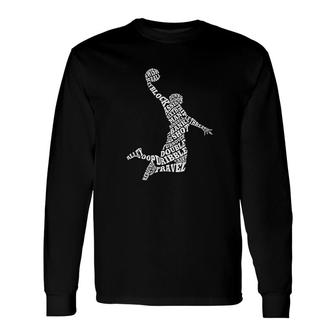 Basketball Player Typography Long Sleeve T-Shirt T-Shirt | Mazezy