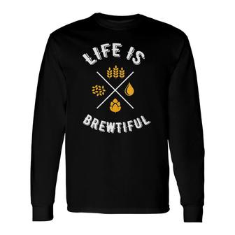 Beer Lover Drinking Life Is Brewtiful Craft Beer V Neck Long Sleeve T-Shirt | Mazezy DE