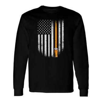 Beer For Vintage Craft Beer American Flag Long Sleeve T-Shirt T-Shirt | Mazezy