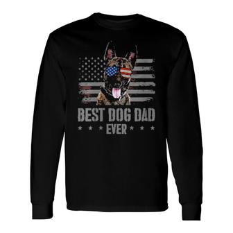 Belgian Malinois Best Dog Dad Ever Retro Usa American Flag Long Sleeve T-Shirt T-Shirt | Mazezy