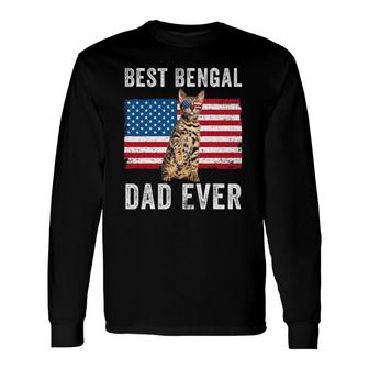 Bengal Dad American Flag Bengal Cat Lover Owner Kitty Kitten Long Sleeve T-Shirt T-Shirt | Mazezy