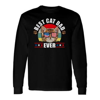 Best Cat Dad Ever Cat Father Father Day Patriotic Long Sleeve T-Shirt T-Shirt | Mazezy