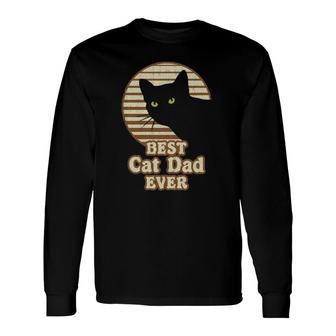 Best Cat Dad Ever Vintage 80S Eighties Style Cat Dad Long Sleeve T-Shirt T-Shirt | Mazezy