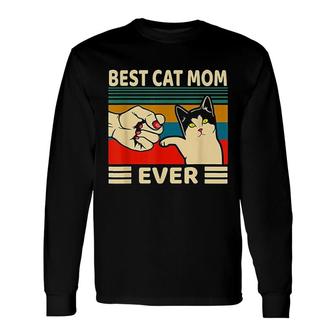 Best Cat Mom Ever Vintage Bump Fit Long Sleeve T-Shirt - Thegiftio