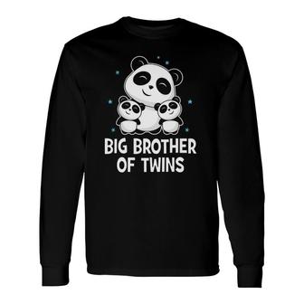 Big Brother Of Twins Gif Panda Siblings Baby Shower Long Sleeve T-Shirt T-Shirt | Mazezy