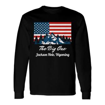 The Big One Patriotic Jackson Hole Wyoming Skiing Resort Long Sleeve T-Shirt T-Shirt | Mazezy