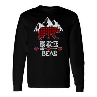 Big Sister Bear Christmas Pajama Red Plaid Buffalo Matching Long Sleeve T-Shirt T-Shirt | Mazezy