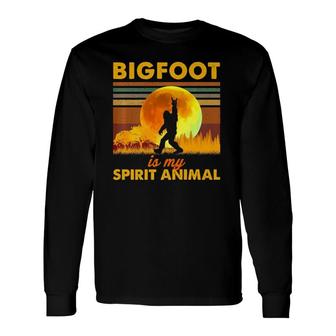 Bigfoot Is My Spirit Animal Bigfoot Walking In The Moon Long Sleeve T-Shirt T-Shirt | Mazezy