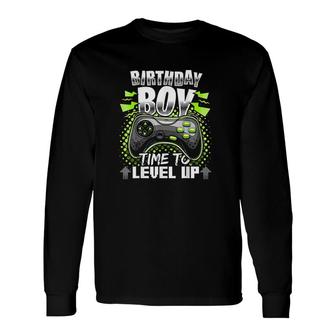 Birthday Boy Time To Level Up Video Game Birthday Boys Long Sleeve T-Shirt - Seseable