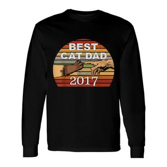 Birthday Retro Creation Art Michelangelo Cat Dad Since 2017 Long Sleeve T-Shirt T-Shirt | Mazezy