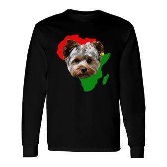 Black History Month African Map Yorkshire Terrier For Pet Lovers Proud Black Long Sleeve T-Shirt T-Shirt | Mazezy