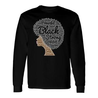 Black History Month Afro Word Art Natural Hair Long Sleeve T-Shirt T-Shirt | Mazezy