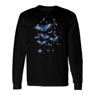 Blue Morpho Butterfly Lovers Long Sleeve T-Shirt T-Shirt | Mazezy