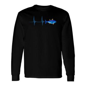 Bluefin Tuna Heartbeat Ekg Pulseline Deep Sea Fishing Long Sleeve T-Shirt T-Shirt | Mazezy