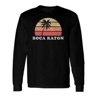 Boca Raton Fl Vintage 70S Retro Throwback Long Sleeve T-Shirt T-Shirt | Mazezy
