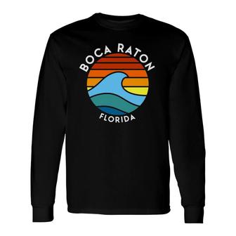Boca Raton Florida Retro Wave Long Sleeve T-Shirt T-Shirt | Mazezy