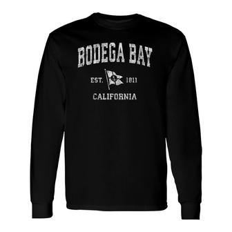 Bodega Bay Ca Vintage Nautical Boat Anchor Flag Long Sleeve T-Shirt T-Shirt | Mazezy