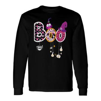 Boo Halloween Costume Spiders, Ghosts, Pumkin & Witch Hat Long Sleeve T-Shirt T-Shirt | Mazezy