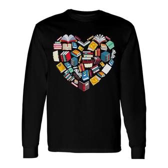 Book Lover Heart Shape Reading Club Librarian Library Long Sleeve T-Shirt - Thegiftio UK