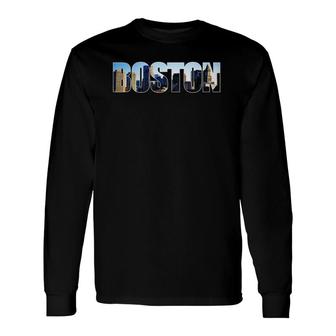 Boston Skyline City At Daytime Massachusetts Souvenir Long Sleeve T-Shirt T-Shirt | Mazezy