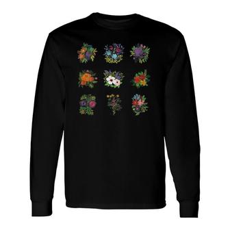Botanical Floral Flower Watercolor Colorful Flowers Gardener Long Sleeve T-Shirt T-Shirt | Mazezy