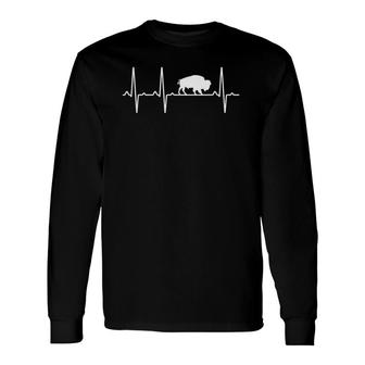 Buffalo Heartbeat Tamaraw Bison Lover Long Sleeve T-Shirt T-Shirt | Mazezy
