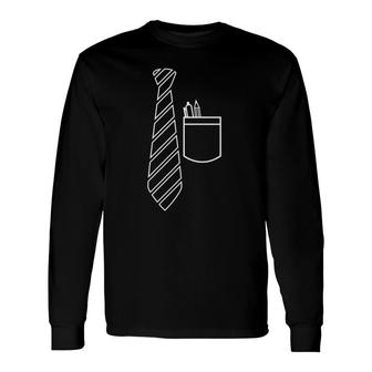 Business Tie Nerd Nerdy Geek Computer Science Physics Long Sleeve T-Shirt | Mazezy