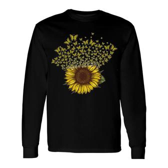 Butterfly And Sunflower Long Sleeve T-Shirt | Mazezy